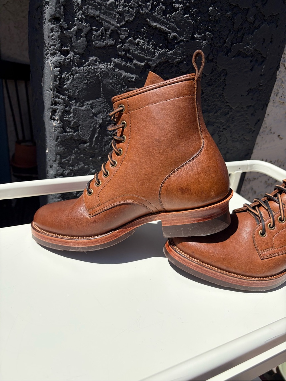 Custom Men's Classic Tan Leather Lace-Up Boots